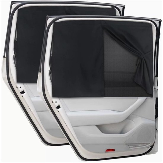 Doppellagige Autofenster-vorhänge 2er-set 71 X 47 Cm Für Die Rückbank Magnetbefestigung Sicht Und Sonnenschutz Atmungsaktives Netzgewebe Und