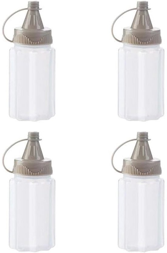 Set Mit 4 Mini-quetschflaschen Für Soßen, Marmeladen Und Gewürze Mit Deckel