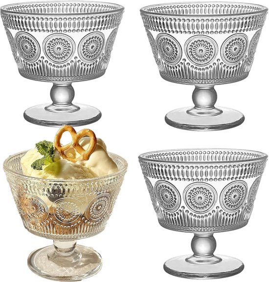 Set Mit 4 Dessertgläsern – 260 Ml – Wiederverwendbare Eisschalen Für Obst, Salate Und Snacks