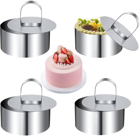 4 Teiliger Tortenring Aus Edelstahl Mousse Tortenring Kuchenbackring Küchenform Mit Stopfer Backring Wiederverwendbar Dessertform Zum Backen Zu H