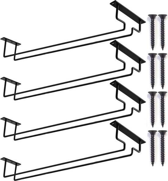 Weinglashalter – 4-teilig – Hängendes Weinglasregal – Weinregal – 40 Cm – Metall – Hängend – Glasregal – Weinglas-organizer