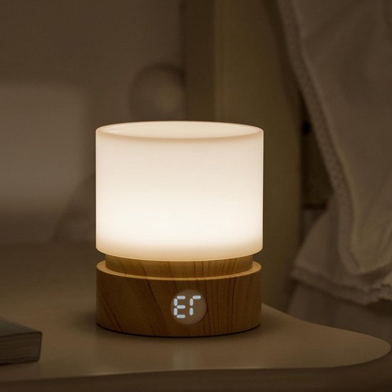 Nachttischlampe Mit Warmem Licht Wiederaufladbare Led-lampe In Holzoptik Schlafhilfe Mit Automatischer Abschaltfunktion Dimmbar Kabellos
