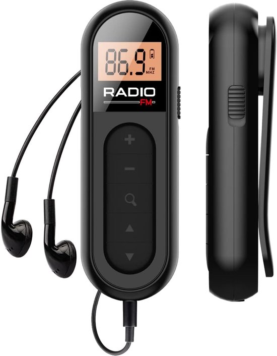 Radio Fm Radio Tragbares, Wiederaufladbares Taschenradio Mit Lcd Display Und Gürtelclip Zum Joggen Und Spazierengehen Schwarz