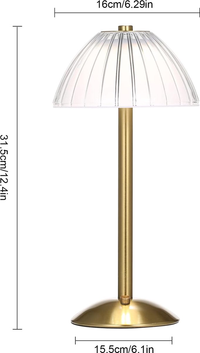 Tragbare Led-tischleuchte – Retro-tischleuchte – Schreibtischlampe Mit Touch-steuerung – Wiederaufladbare, Kabellose Messinglampe In Goldoptik – Dimmbar In 3 Lichtfarben – Geeignet Für Die Dekoration