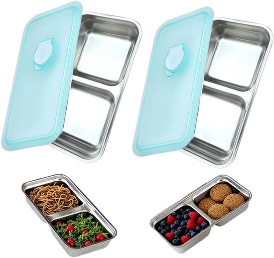 2er Pack Edelstahl Lebensmittelbehälter, Wiederverwendbare Gewürzbehälter Mit Deckel, Snackbehälter Für Unterwegs, Spülmaschinenfest, Für Reisen