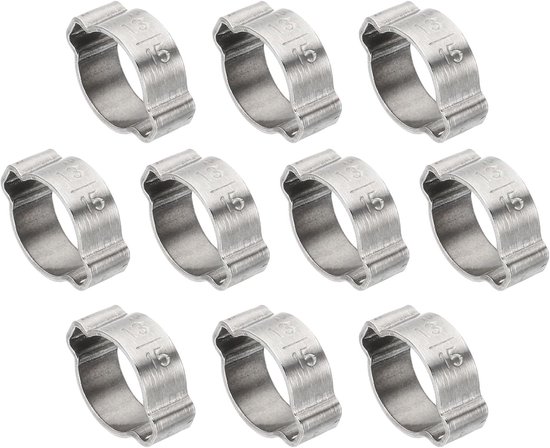 10 Stück 13–15 Mm Doppelohr-schlauchschellen – O-clip-crimpringe Aus Edelstahl 304 – Für Kraftstoff- Und Gasleitungsanschlüsse – Silberfarben