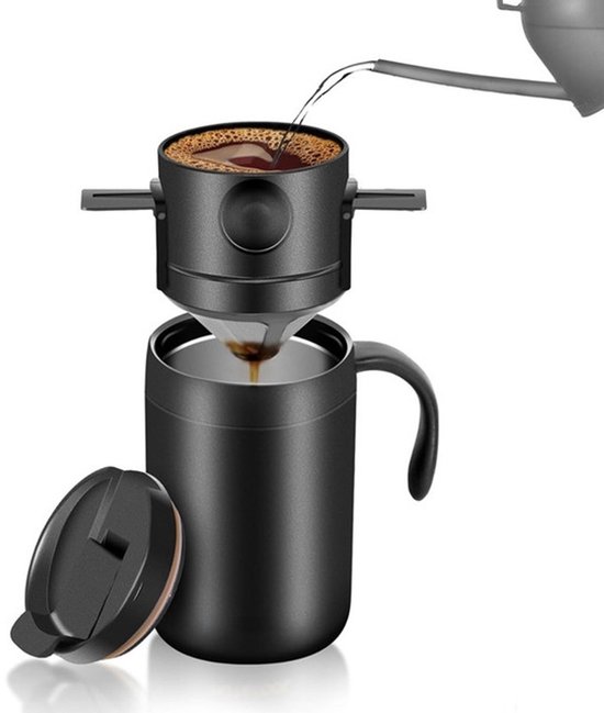 Isolierter Reisebecher Für Kaffee Edelstahl Reisebecher Kaffeetassen Wiederverwendbare Doppelwandige Vakuumflasche Auslaufsicherer Deckel Tragbar