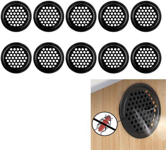 10 Teiliges Edelstahl Lüftungsgitter Lüftungshaube Schranklüftungsgitter Rundes Maschenlüftungsgitter Einbaudurchmesser 3,5 Cm Für Kleiderschränk