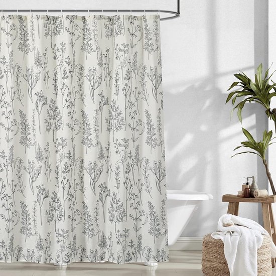 Anti-schimmel-duschvorhang – Pflanzenmotiv – Duschvorhang 180 X 120 Cm – Wasserdicht – Polyester – Duschvorhangringe – Boho-stil