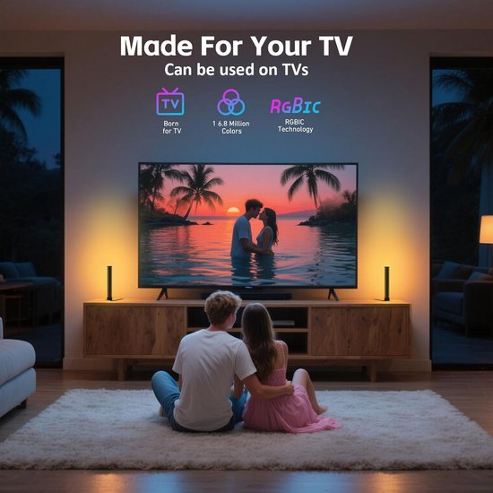 Rgb Led Lichtleiste Mit Musiksynchronisation 16 Millionen Farben, Fernbedienung Ambientebeleuchtung Für Gaming Und Tv (mehrfarbig)