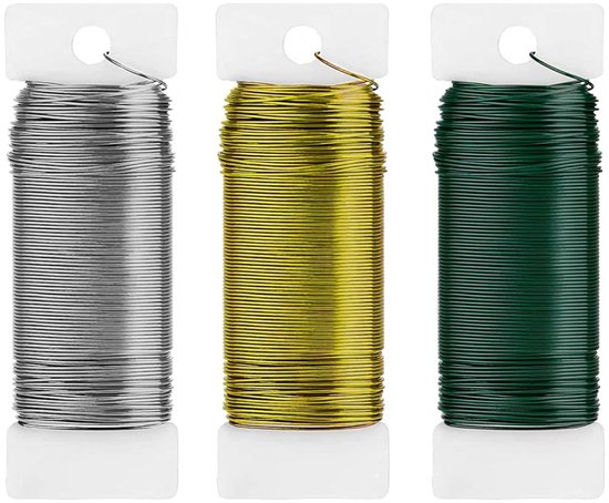 Dünner Silberner Und Goldener Blumendraht 0,35 Mm X 50 M Vielseitiger Bindedraht Für Pflanzen, Blumen Und Gartenprojekte