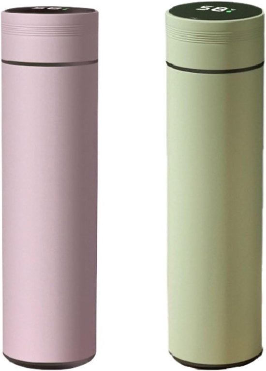 Edelstahl Wasserbecher, 2er Set, Smarte Edelstahl Wasserflasche Mit Temperaturanzeige, Auslaufsichere Vakuumflaschen, Kaffeebecher, Milchbecher F