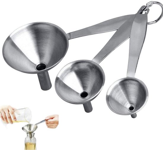 3 Teiliges Küchen Trichterset Aus Edelstahl Für Pulver, Öle Und Flüssigkeiten, Mini Trichter Für Gewürze Und Zum Befüllen Kleiner Flaschen