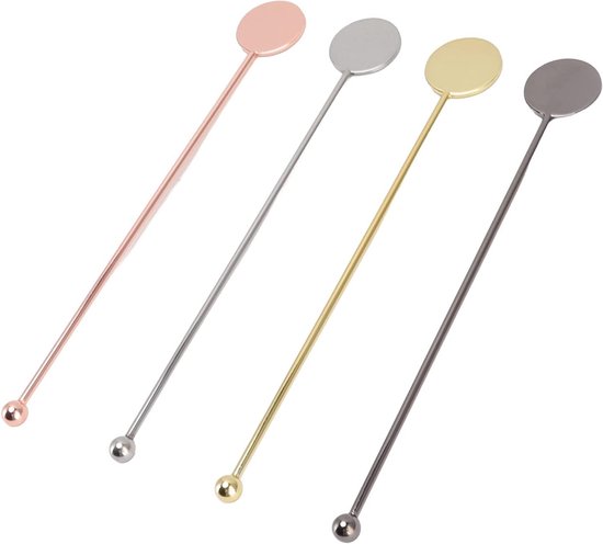 Wiederverwendbare Kaffeerührstäbchen Aus Edelstahl – 4er-set – Farbige Rührstäbchen Für Getränke, Bar Und Partys