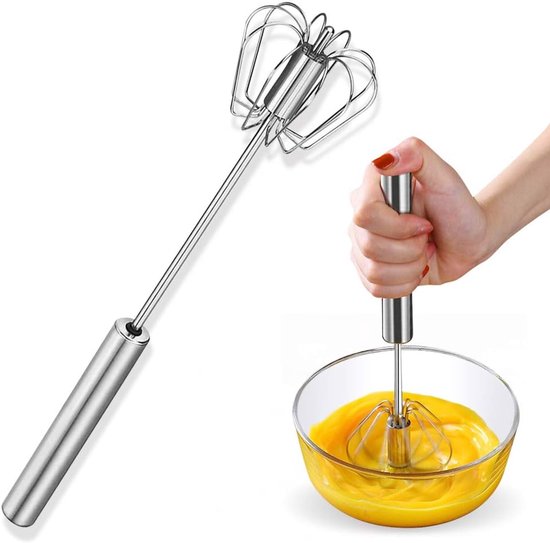 Eierquirl Schneebesen Milchaufschäumer Halbautomatischer Eierquirl Edelstahl Schneebesen Handmixer Selbstkurbel Eierquirl Küchenzubehör Eierwerkz