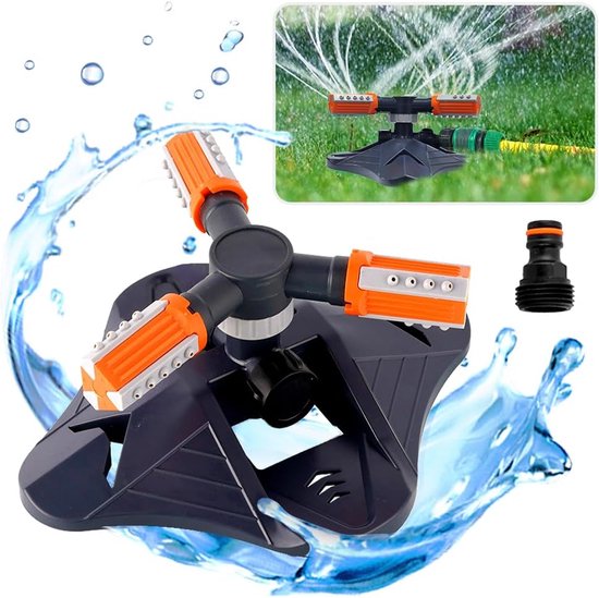 Gartensprenger Oszillierender Sprenger Kreissprenger 360 Drehbarer Gartensprenger Rasensprenger Gartensprenger Mit 3 Armen Rasensprenger Pflanzen Grau