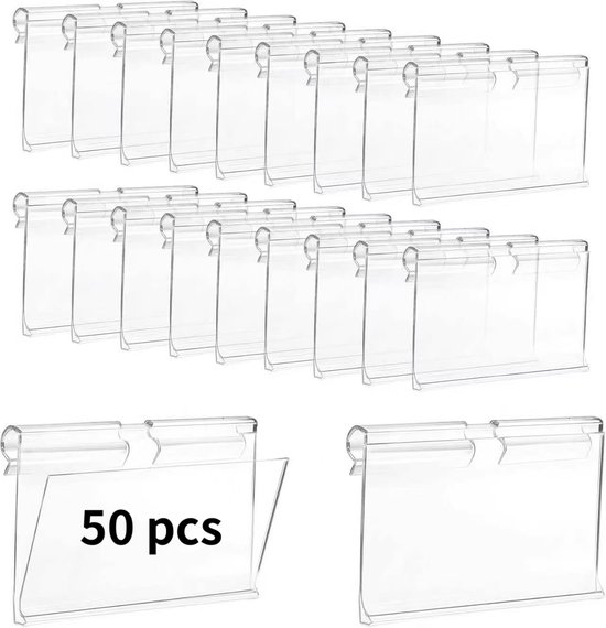 50er Packung Etikettenclips Für Aufbewahrungsboxen Etikettenclips Aus Kunststoff Für Körbe Und Drahtgestelle Kann Als Preisschildhalter Und Zur P