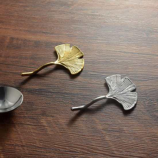 Set Aus 2 Besteckablagen Aus Edelstahl 304 Löffelhalter Und Besteckständer In Form Eines Ginkgoblatts Elegante Löffelablagen Für Zuhause, Hotels