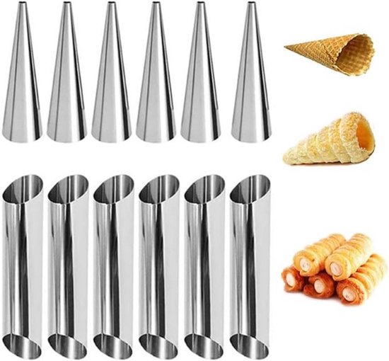 12 Teiliges Set Mit Antihaftbeschichteten Cannoli Formen, Cannoli Röhrchen Aus Edelstahl, Sahnehörnchen Formen Und Backform Für Backzubehör