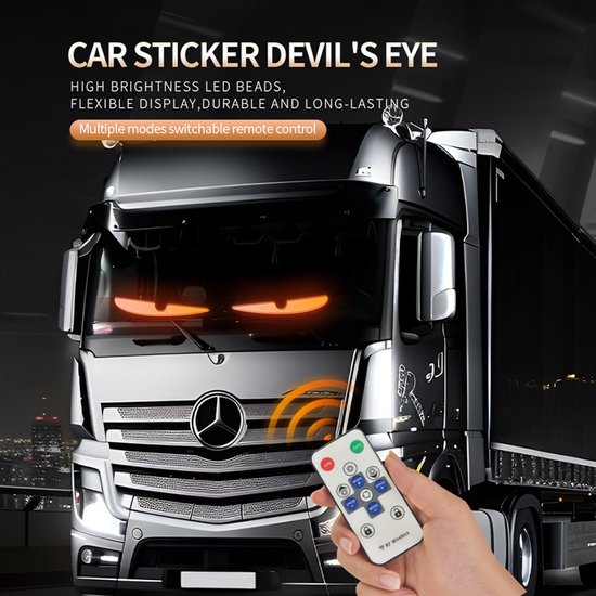 Led Lichtleisten „teufelsaugen“ Für Pkw/lkw/suv 120 X 16,6 Cm, Individuell Gestaltbare Windschutzscheibendekoration Mit App Steuerung, Ip68 Wasse