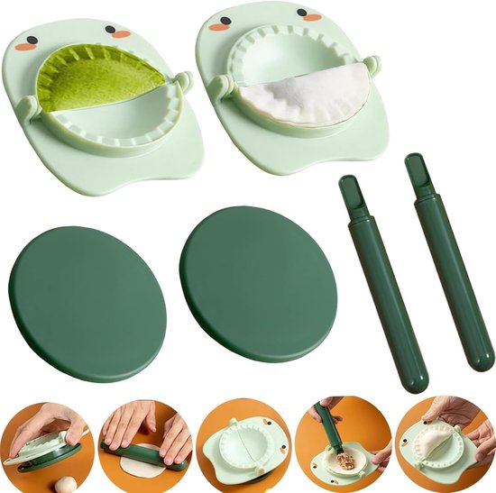 2 Sets Teigtaschenformen Ergonomische Manuelle Teigtaschenmaschine Für Nudeln, Chinesische Teigtaschenform, Drei In Einem (grün)