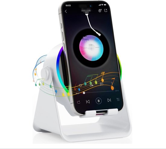Kabelloser Bluetooth Lautsprecher Mit Induktion 4 In 1 Design Mit Rgb Beleuchtung Rutschfeste Basis Für Smartphones Von 4 Bis 13 Zoll Bluetooth 5