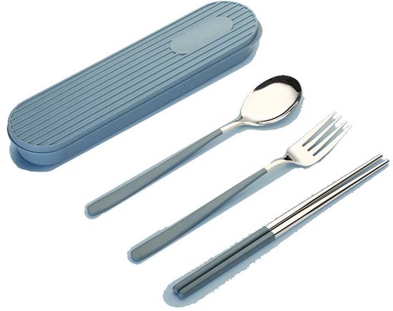 3 Teiliges Edelstahl Besteckset Tragbares Besteckset Mit Box Reisebesteckset Besteckset Für Büro, Reisen, Camping, Schule Oder Den Täglichen Gebr