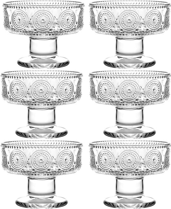 6-teiliges Set Aus Kleinen Niedlichen Tulpenförmigen Dessertschalen Bechern Aus Klarglas 220 Ml Perfekt Für Desserts Eisbecher Eiscreme Obst Dips