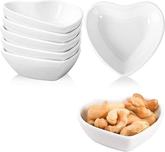 Herzförmiges Keramik-dipschalen-set – 6-teilig – Sojasaucenschalen – Minischalen – Gewürzschalen Für Sushi – Gewürze – Servierservice