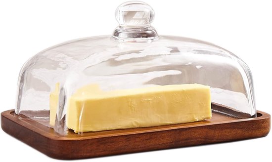 Butterdose Mit Deckel. Der Luftdichte Glasdeckel Hält Die Butter Weich. Für Die Arbeitsplatte Und Den Kühlschrank. Breites Design Buttersorten. B