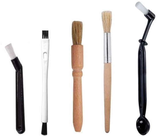 Dailygoods 5 Teiliges Reinigungsbürsten Set Nylonborsten Griff Aus Holz/kunststoff Für Kaffeemaschinen Weiche Borsten 15 Cm Lang Reinigungsset Fü