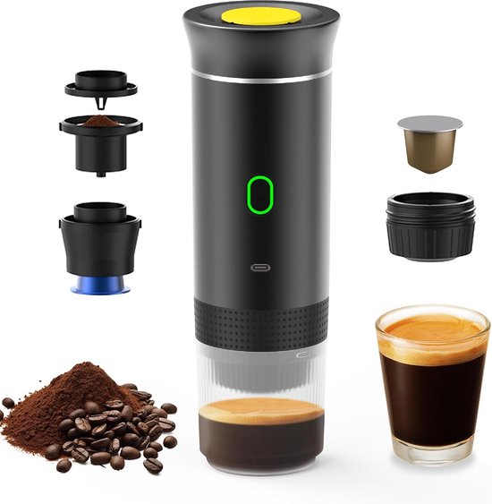 Elektrische Kaffeemaschine – Tragbares Mini-gerät – Kaffeezubereitung – 3-in-1-funktion – 9 X 27,1 X 9 Cm