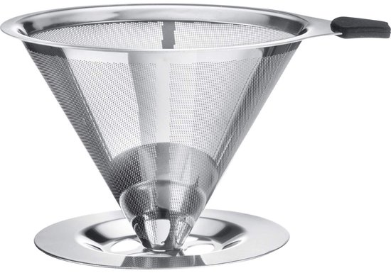 Dailygoods Permanentfilter Wiederverwendbar Kaffeefilterhalter Doppelwandig Edelstahl Durchmesser 10 Cm