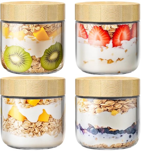 Vorratsgläser Aus Glas Mit Bambusdeckeln – Vielseitig Und Sicher – 4er-set
