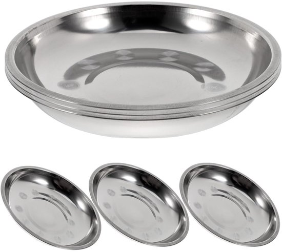Mttproducts - Tablett - Runde Teller - 6 Stück - 18 Cm - Edelstahl - Ideal Zum Grillen - Geeignet Für Den Hausgebrauch