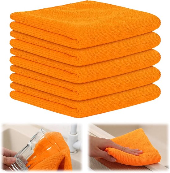 5 Superabsorbierende Mikrofasertücher 30 X 30 Cm – Fusselfreie Küchen- Und Reinigungstücher, Orange