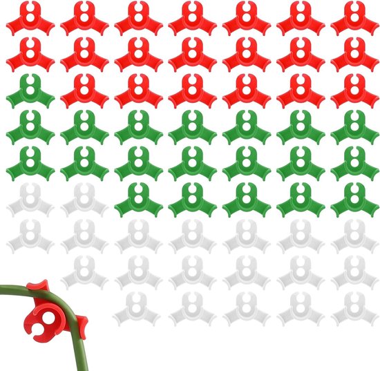 Packung Mit 60 Praktischen Pflanzenclips - Clips Für Tomaten Mit Geringer Belastung - Zum Biegen Von Pflanzenstängeln Und Ändern Der Wachstumsrichtung (rot/grün/weiß)