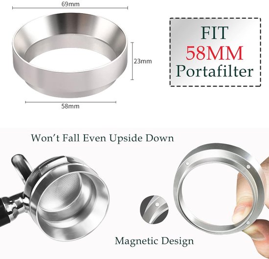 58-mm-dosiertrichter Magnetischer Espresso-ausgabetrichter Siebtrichter Kaffeezubehör Barista-espresso-ausgabering Aus Aluminiumlegierung Zubehör