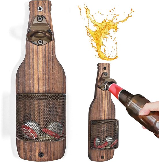 Dailygoody Flaschenöffner Aus Holz Kreative Wandmontage Ideales Barzubehör 25 X 8 Cm Für Draußen Biergeschenk Für Männer