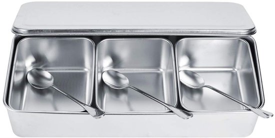 Allecto – Gewürzbox Aus Edelstahl – Gewürzbehälter – Funktional Und Stilvoll – 3-fächer-design – Für Gewürze Und Snacks – Geeignet Für Die Küche...