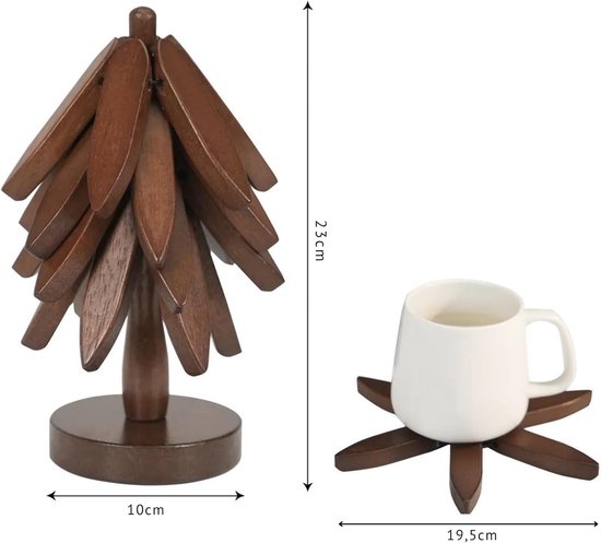 Untersetzer Set Aus Holz Topfschutz Küchentischschutz Faltbar, Baumförmig 2286 X 1981 Cm Walnuss