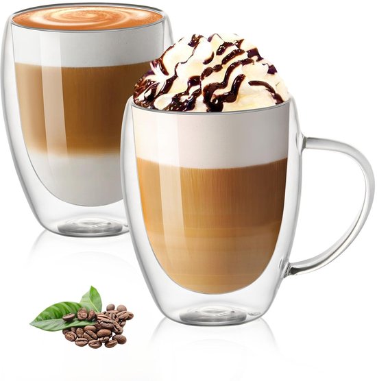Mttproducts Latte Tassen Doppelwandig Isoliergläser 350 Ml Borosilikatglas Für Kaffee Und Tee 2er Set
