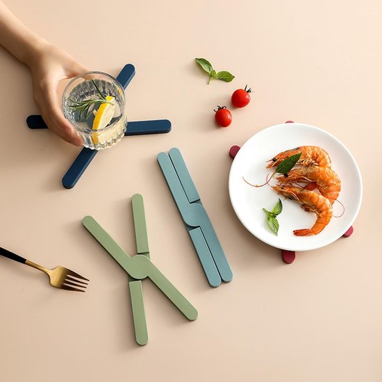 Dailygoods Hitzebeständige Topfuntersetzer 3 Teilig Faltbar Rutschfest Für Pfannen Tischplattenschutz Untersetzer