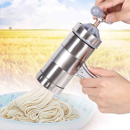 Nudelmaschine Aus Edelstahl Manuelle Nudelmaschine Mit 5 Formen Für Frische Fettuccine, Spaghetti, Lasagne Und Nudelholz