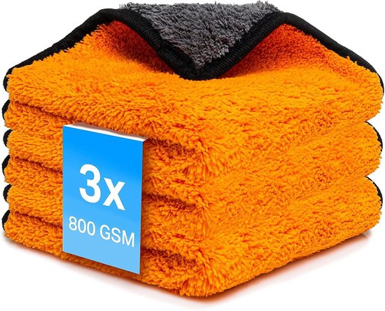 Weiche Mikrofasertücher, 3 Stück – 800 G/m² Für Auto- Und Haushaltspflege – Hochwertige Polier- Und Trockentücher