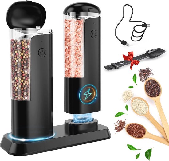 Elektrisches Salz- Und Pfeffermühlen-set – Verstellbare Gewürzmühle Mit Hohem Fassungsvermögen Und Usb-ladefunktion