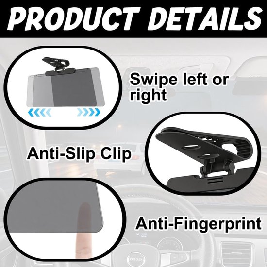 Sonnenblende Für Autos, Blendfreie Sonnenblende, Sonnenblende Mit Uv Schutz, Blendschutz, Für Pkw Und Suvs (schwarz)
