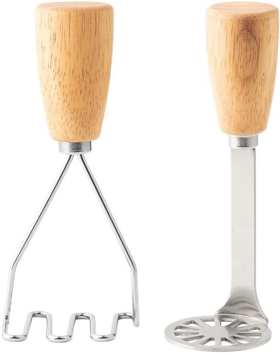 2 Mini Kartoffelstampfer Kartoffelstampfer Aus Edelstahl Mit Holzgriff Küchenhelfer Für Kartoffeln, Bohnen, Fleisch, Gemüse, Platzsparend Mini Du