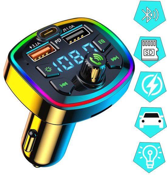 Fm-transmitter Mit Bluetooth. Bluetooth-transmitter – Kfz-freisprecheinrichtung – Mp3 – Usb – Sd-karte – Schnellladegerät – Audioempfänger