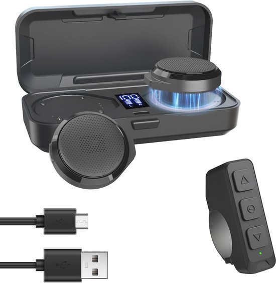Bluetooth-motorrad-headset Mit Fernbedienung – Kabellose Freisprecheinrichtung Mit Ladeetui